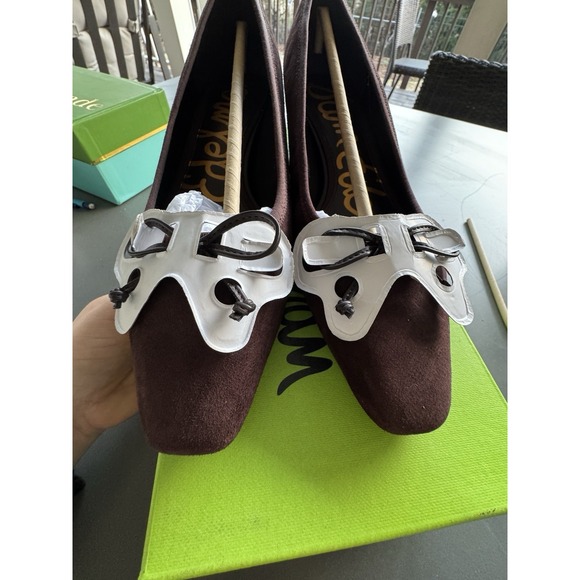 Sam Edelman Women's Rinda Pointed Toe Ballet Heel Chocolate Suede Size 7 Bow - Picture 6 of 12